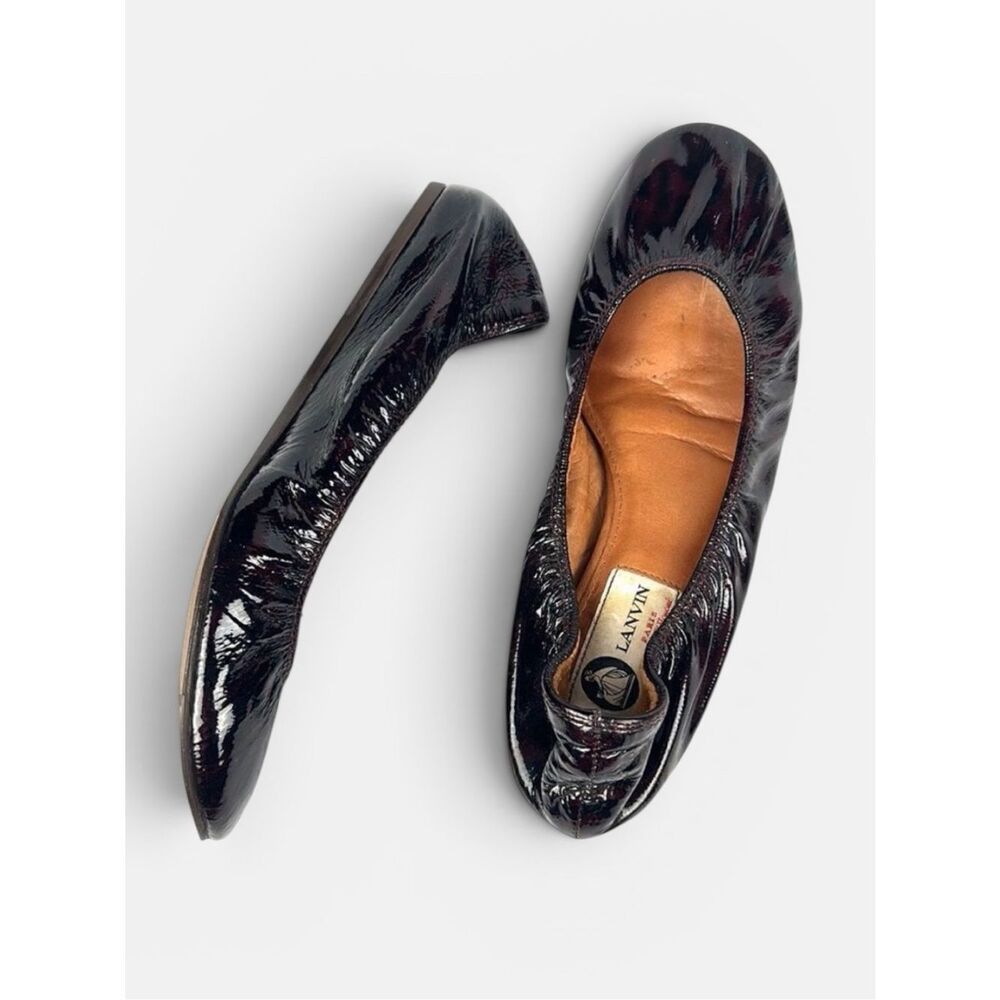 LANVIN Deep Burgundy Patent Leather Ballet Flats 38,5 US 7,5